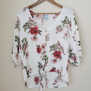 Gorgeous Floral Rose Tie Top